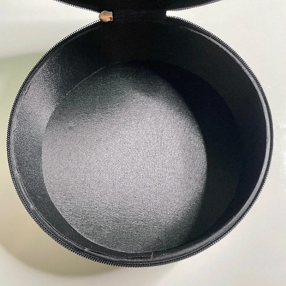 Lanvin Paris Black Faux Leather Round Circular Empty Storage Gift Box